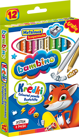 Kredki w drewnianej oprawie Bambino 12 kolorów
